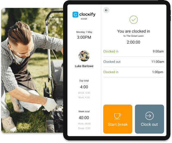 Pointeuse pour les ouvriers paysagistes - Clockify capture d'écran