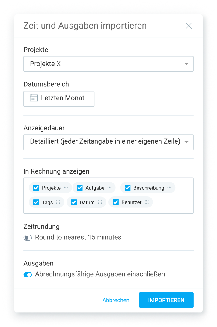 Import In Invoices Clockify