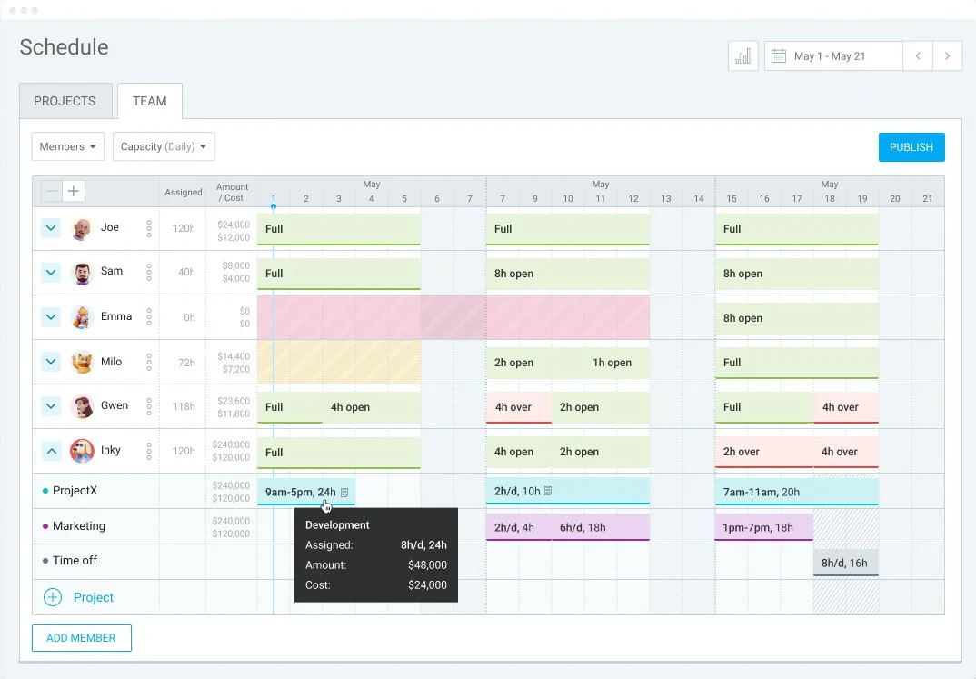 View team capacity