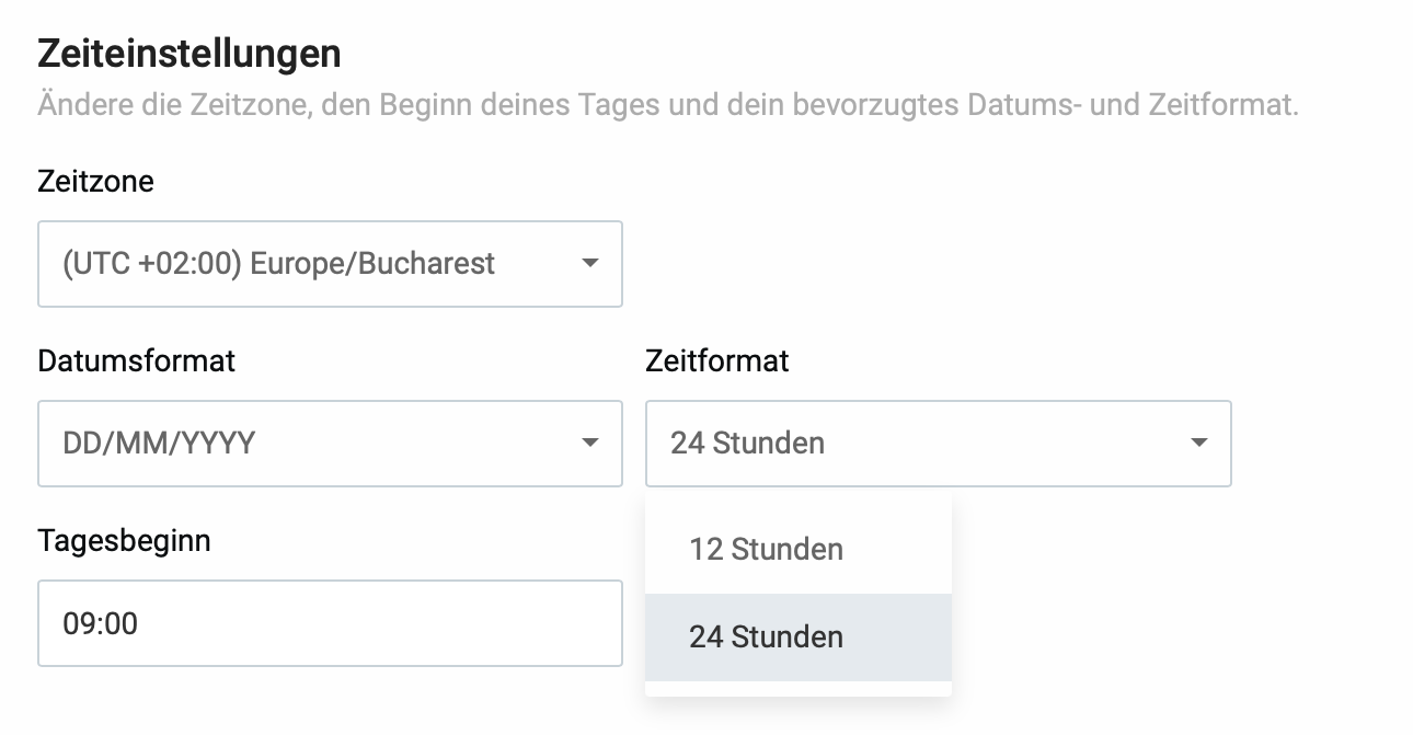 Choosing a preferred time format in Clockify