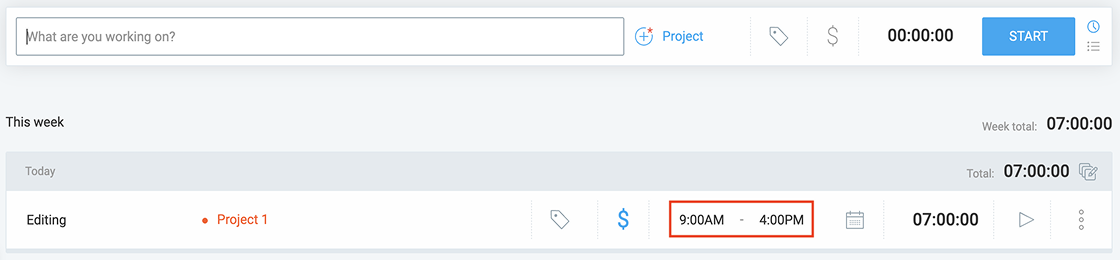 Time entries in Clockify