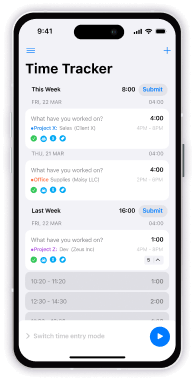 Mobile time tracker