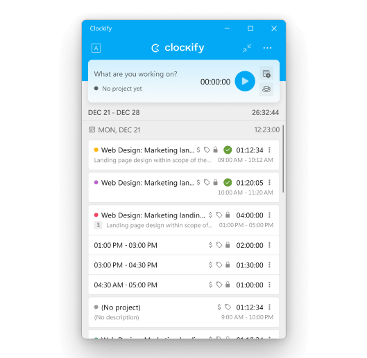 Clockify windows app