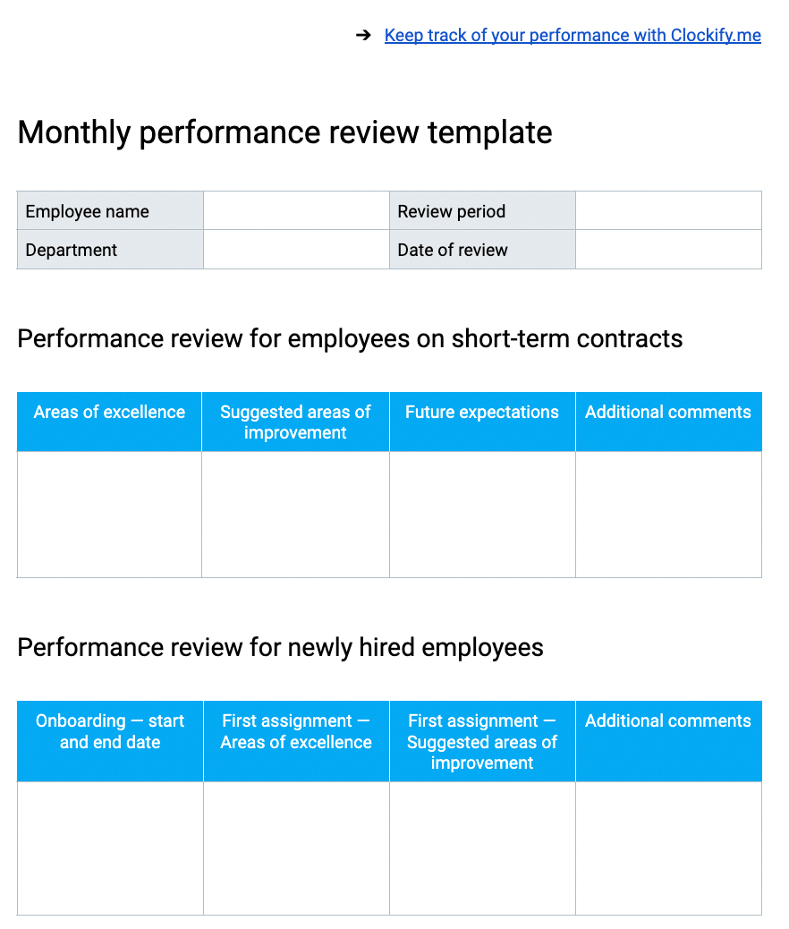 Employee Performance Review Example