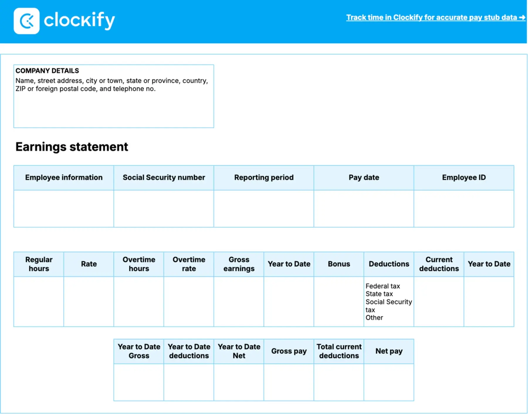 Pay Stub Template With Overtime