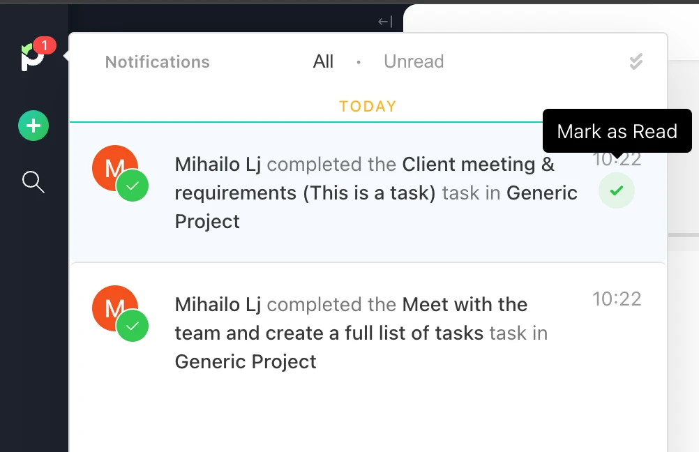 Handling notifications in Paymo