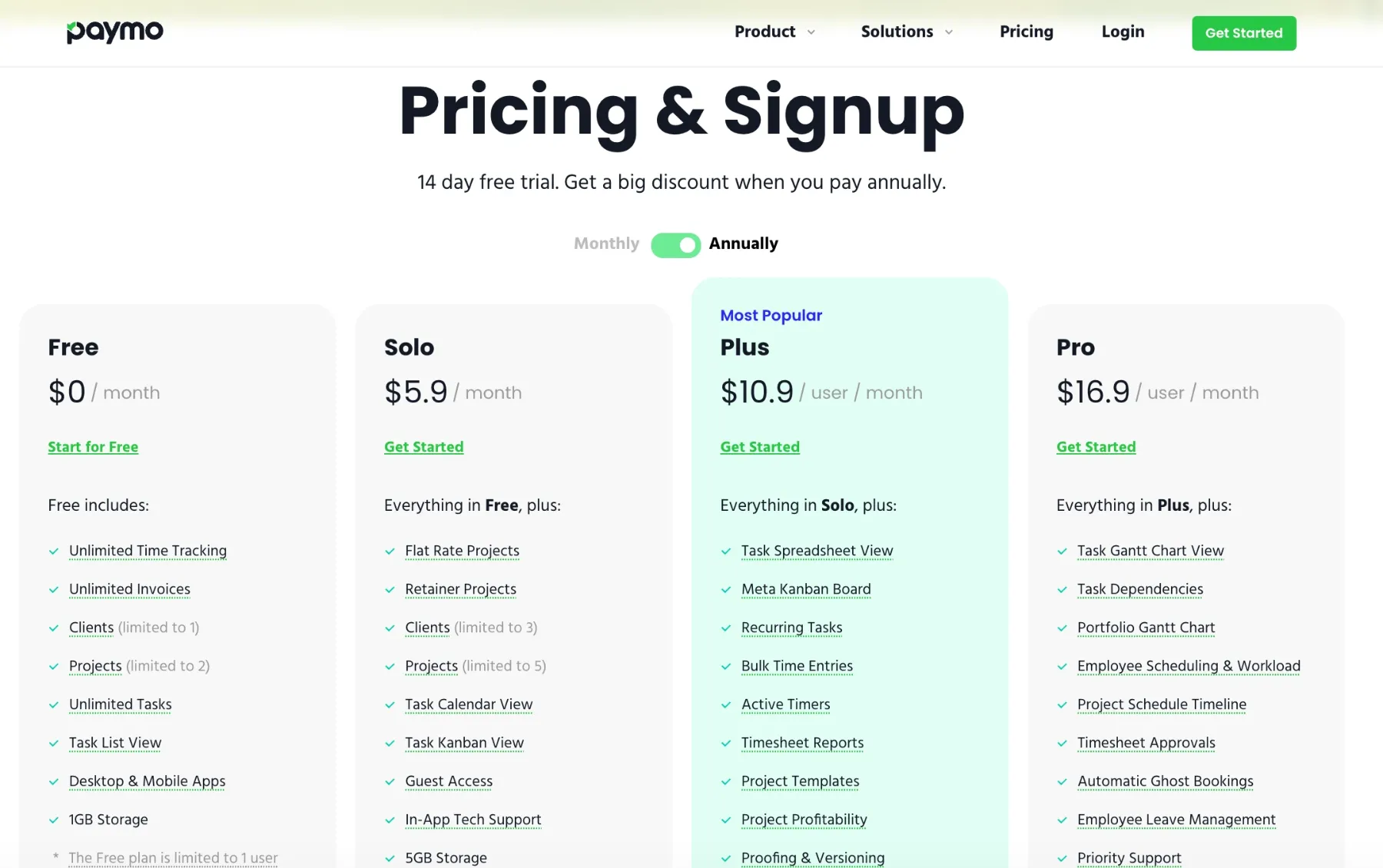 Paymo&rsquo;s pricing