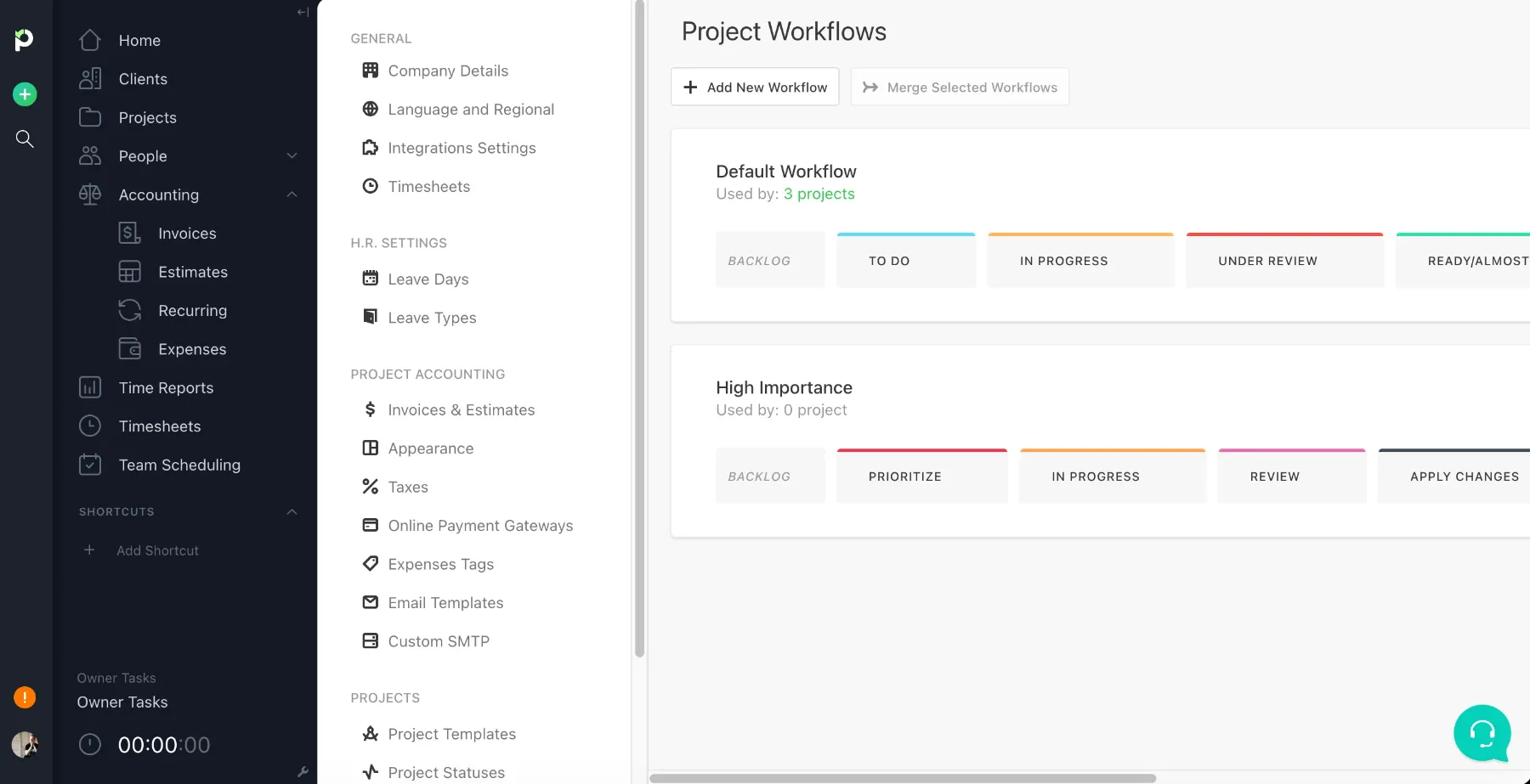 Workflows in Paymo