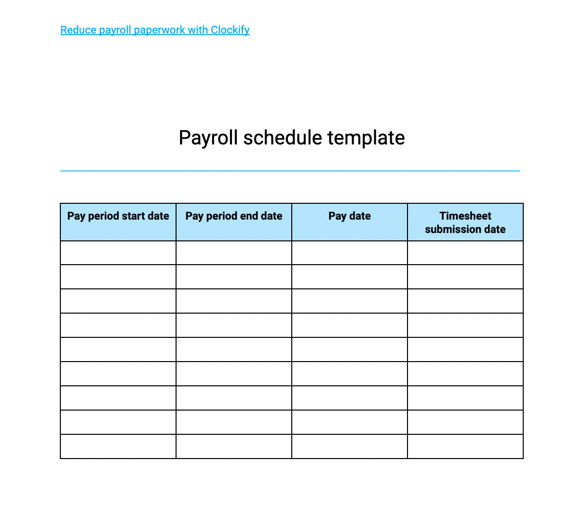 Payroll Schedule Template