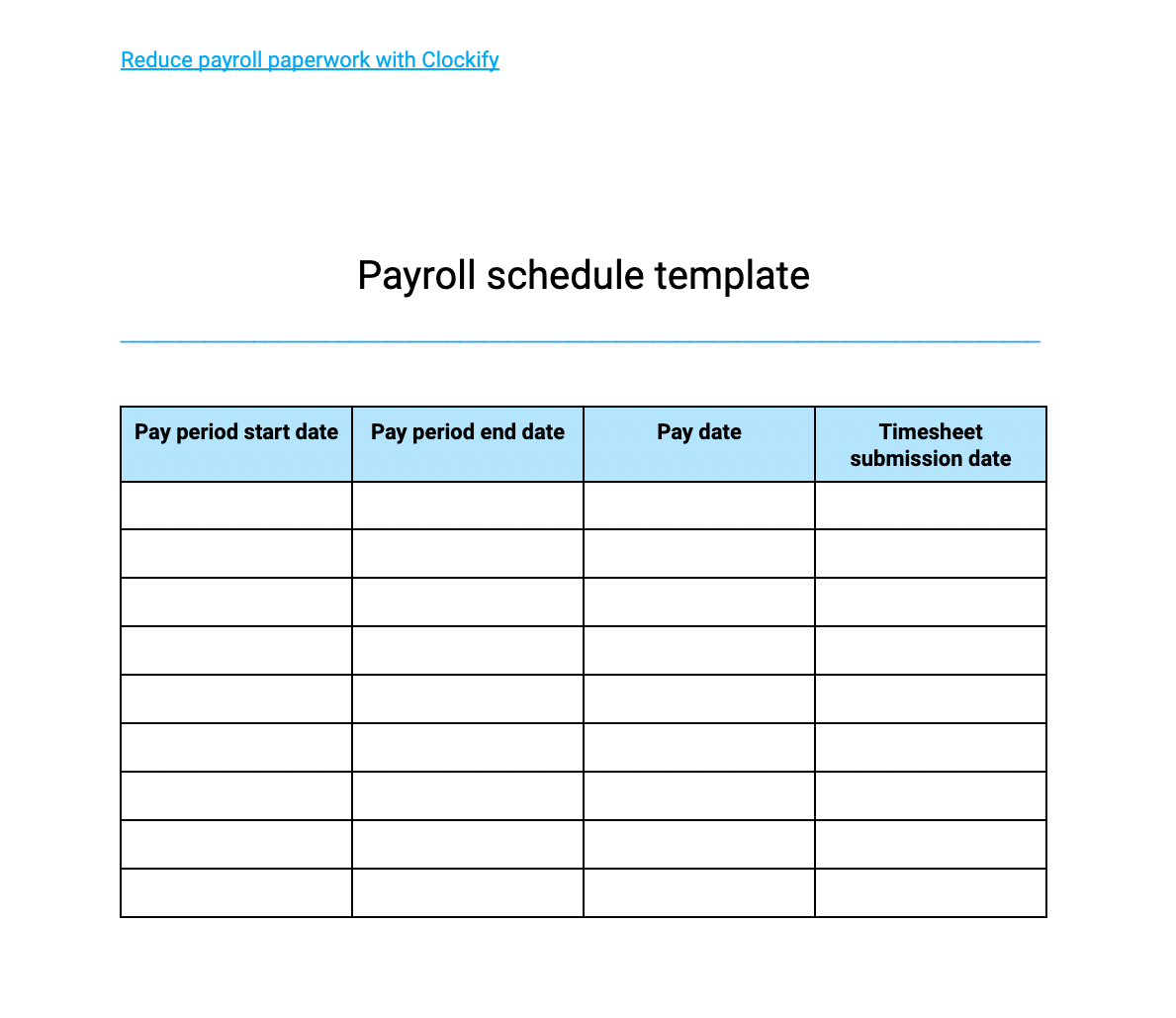 Weekly Payment Schedule Template