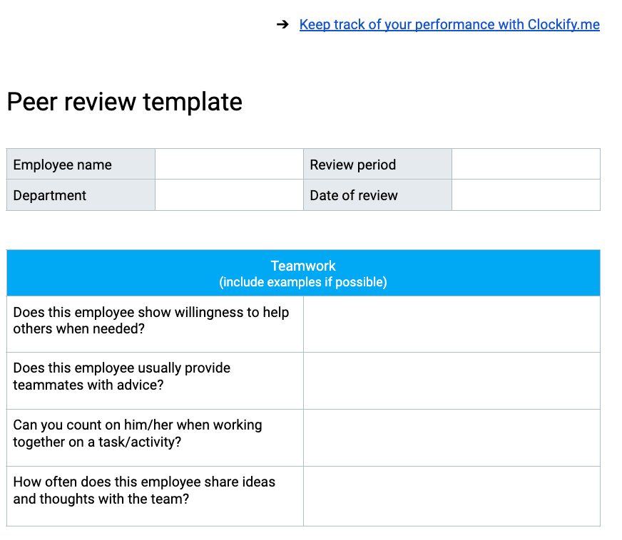 Peer review template