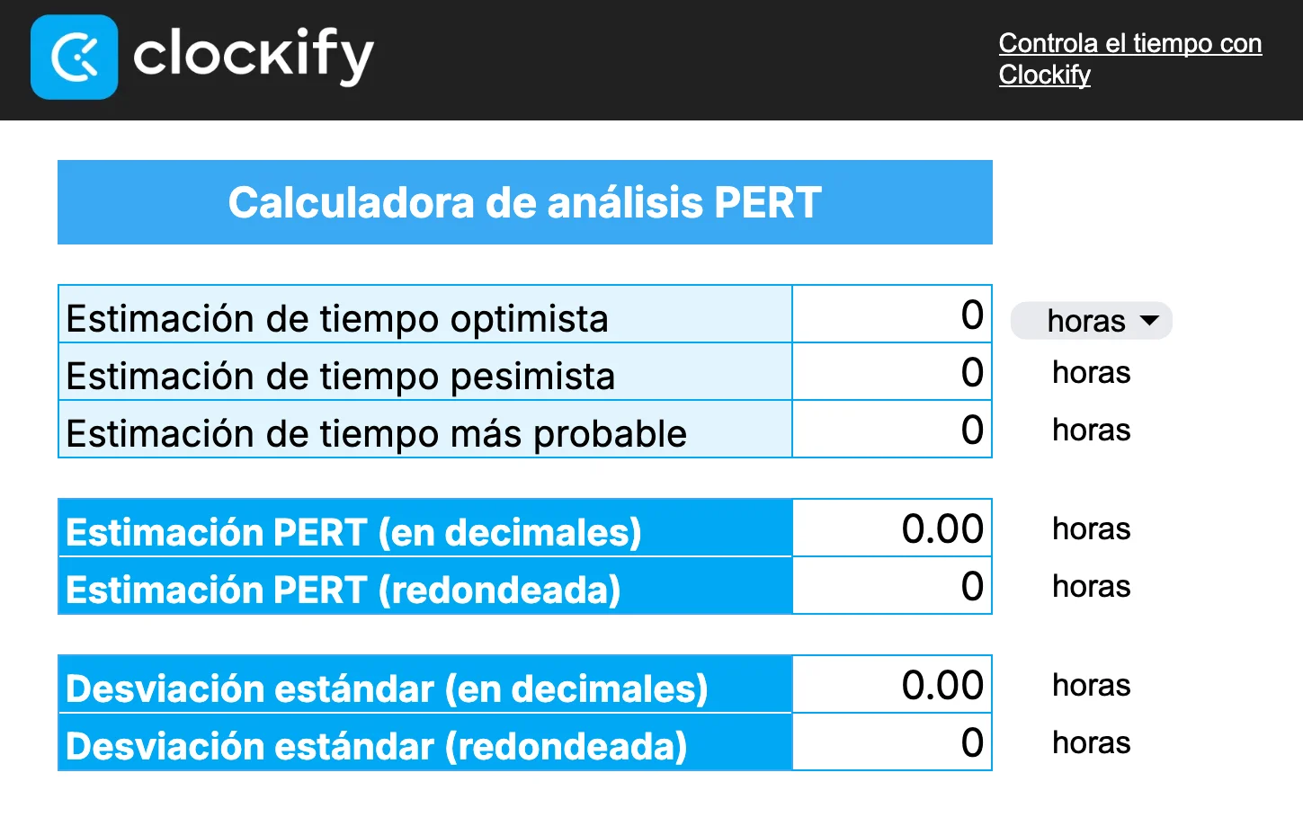 PERT analysis calculator by Clockify