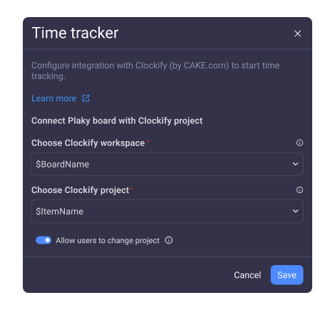 Connect Clockify to your Plaky board