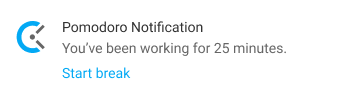 Pomodoro timer - start break notification