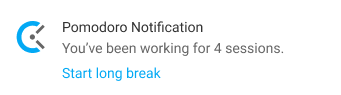 Pomodoro timer - start long break notification