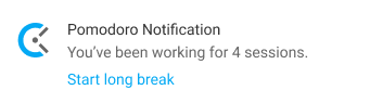 Temporizador Pomodoro: notificación para iniciar una pausa larga