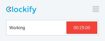 Temporizador Pomodoro: work timer at 25 minutes