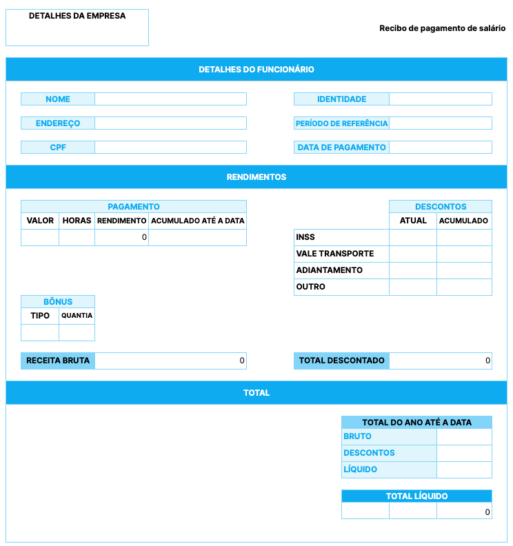 Modelo básico de contracheque com calculadora