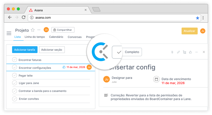 Integração com o Asana para gestão de tempo