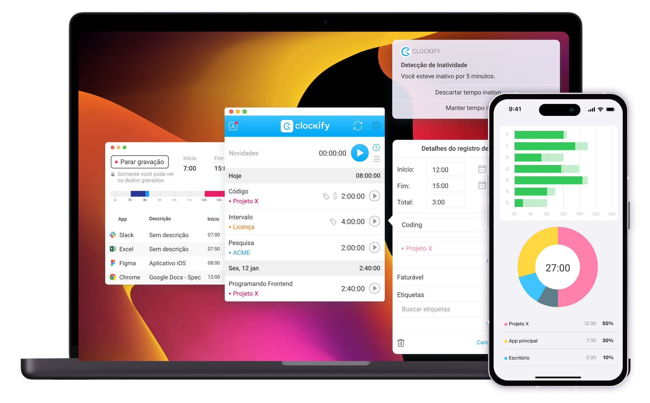 Clockify entre aplicativos