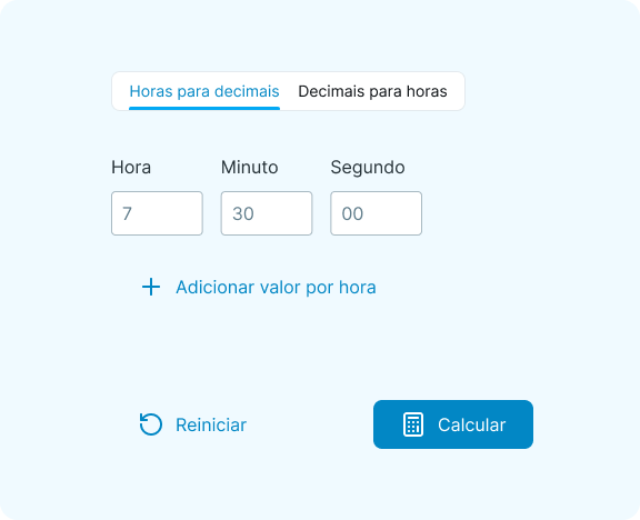 Adicionando horas de trabalho à nossa calculadora decimal