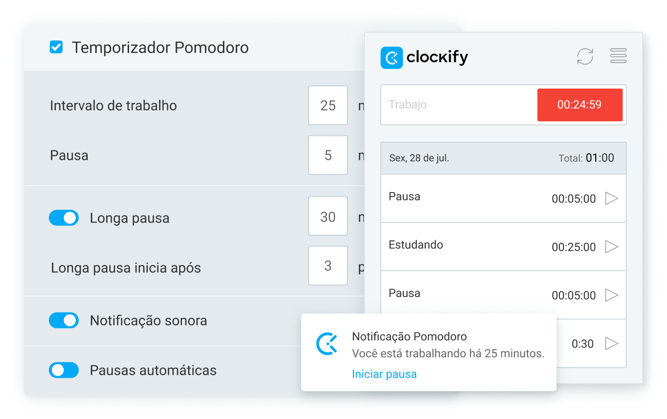 Temporizador Pomodoro no Clockify