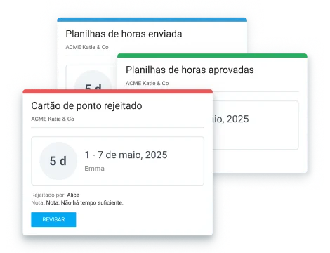Aprove horas, despesas e folgas