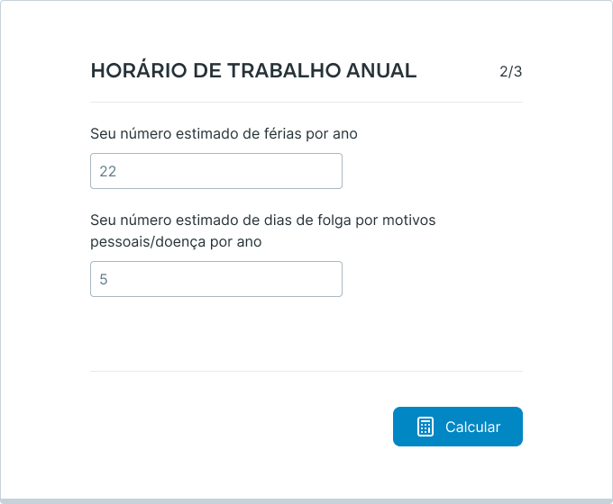 Calculando suas horas de trabalho anuais