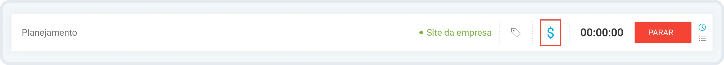 Marcando um registro de tempo como faturável no Clockify