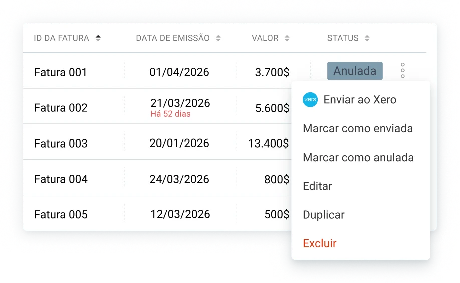 Envio de uma fatura Clockify para o Xero