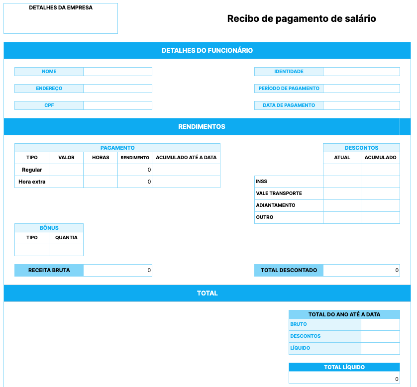 Modelo de contracheque com horas extras + calculadora