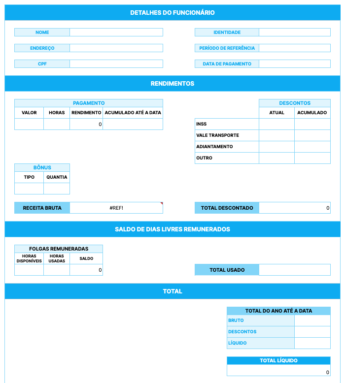 Modelo de contracheque com folgas + calculadora