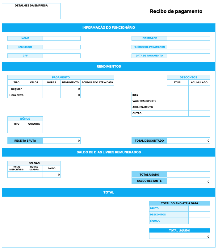 Modelo de contracheque com folgas e horas extras + calculadorar