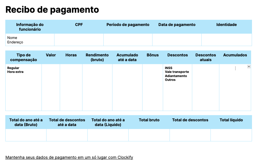 Modelo de contracheque com horas extras