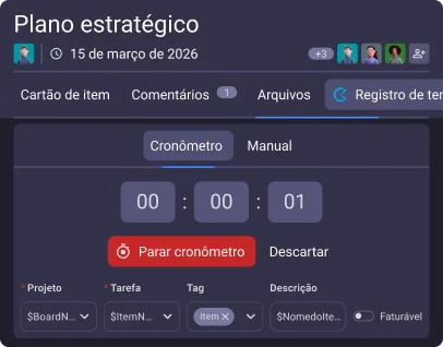 Rastreamento de tempo no Plaky