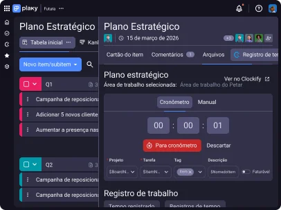 Controle o tempo e gerencie projetos