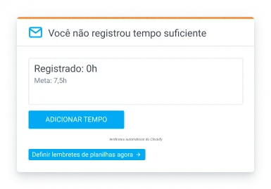 Lembretes automáticos do Clockify