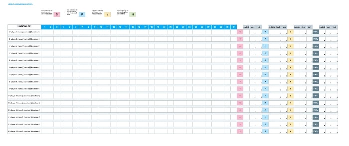 Monthly Traditional PTO tracking template