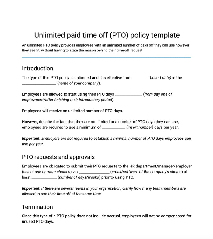 Pto Email Template