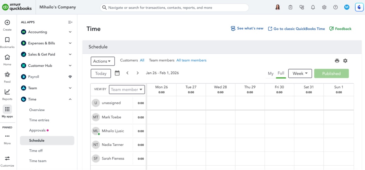 Schedule in QuickBooks Time