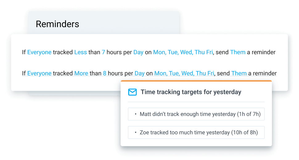 Set time tracking targets for your team