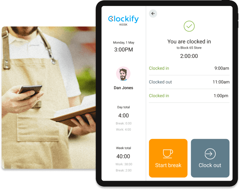 Pointeuse pour les commerces de détail - Clockify Kiosque