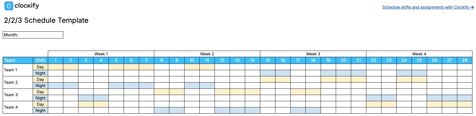 2/2/3 schedule template