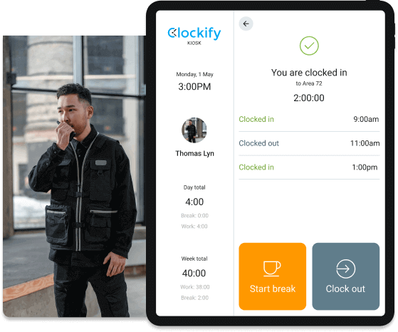Reloj de fichar para empresas de seguridad - Clockify captura de pantalla