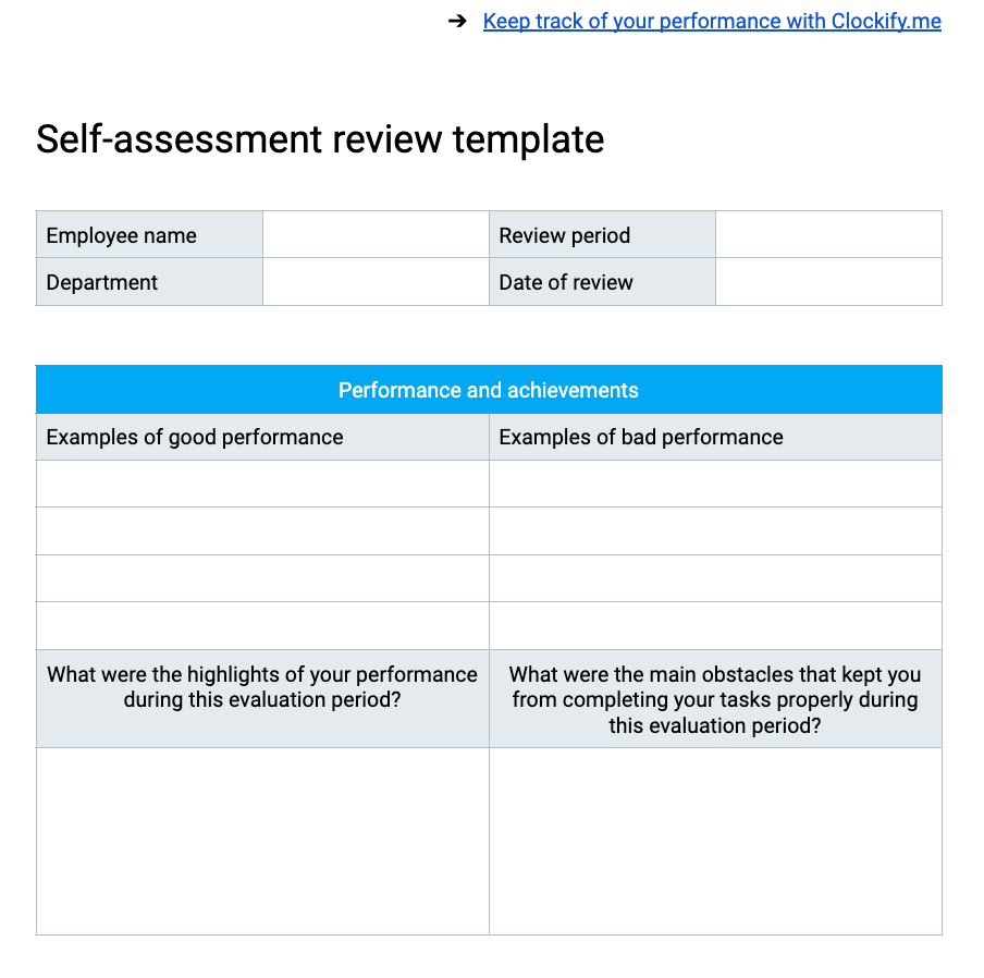 Plantilla de revisión de autoevaluación