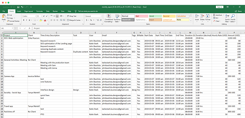 Exported Detailed Report