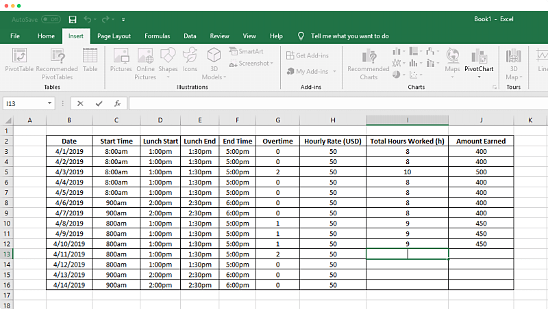 Sample Work Hours Spreadsheet Lalafghost