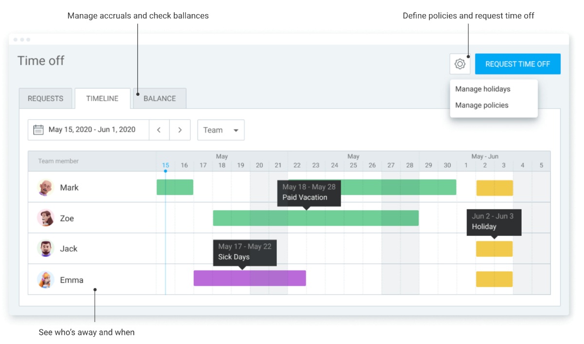 Clockify time-off feature