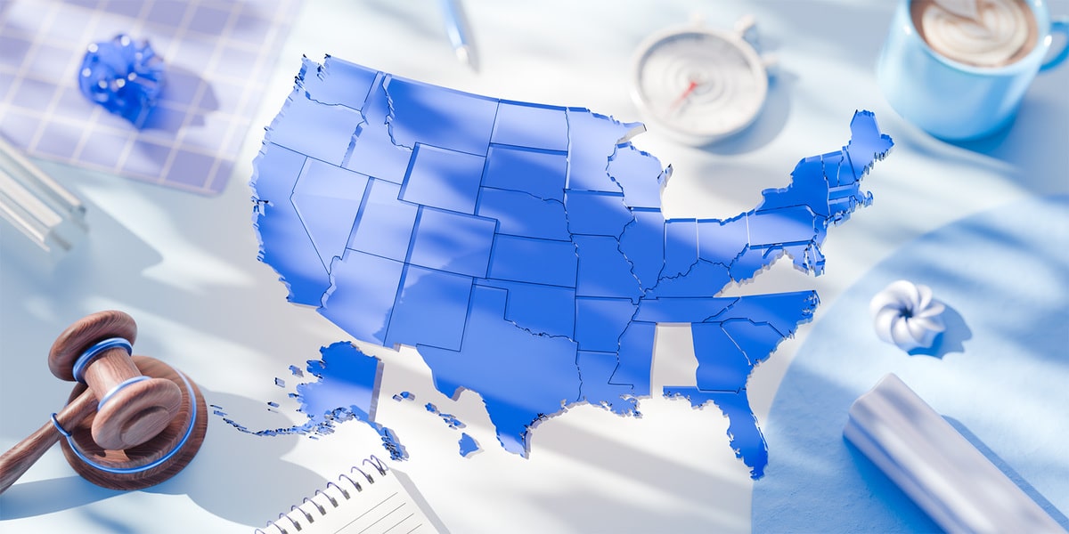 State Labor Laws USA map