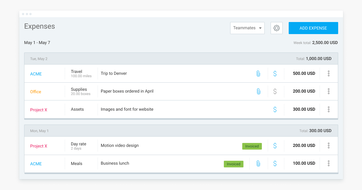 Expenses - Clockify Features